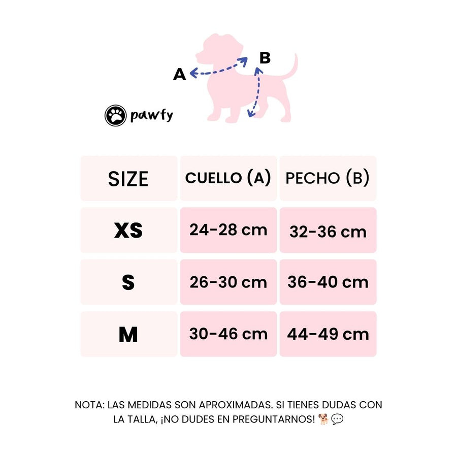 Tabla de medidas en cm