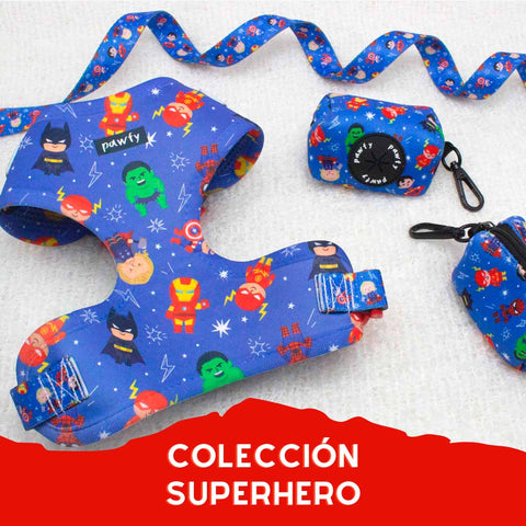 Pack Superhero Arnés Ajustable + Correa + Portabolsas