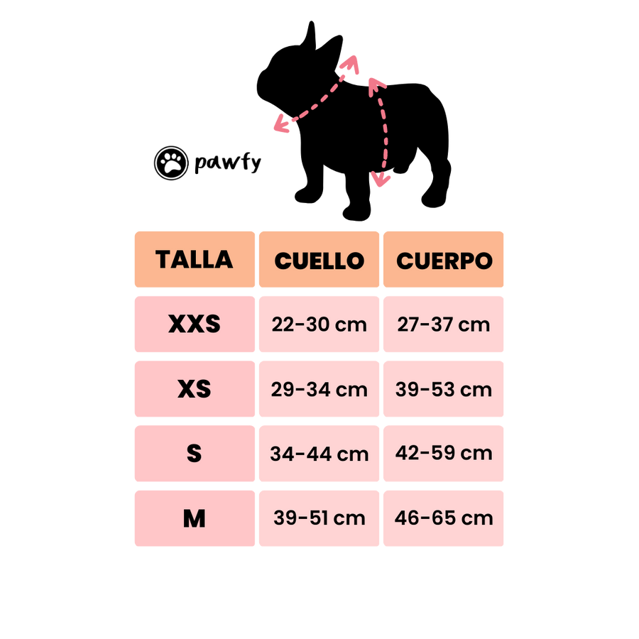 Tabla de medidas en cm
